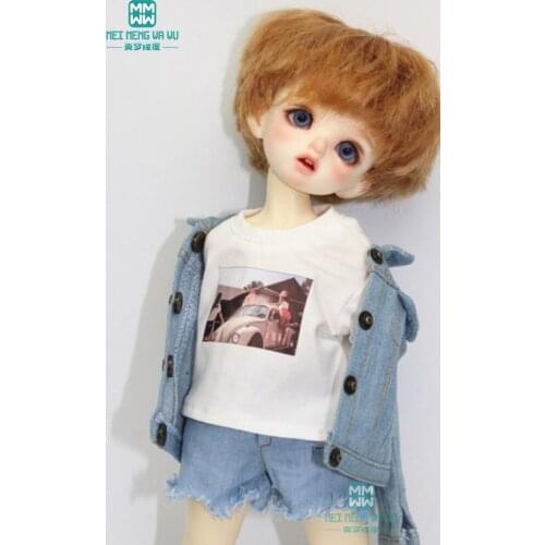 BDJ accessories doll clothes fits 27cm-30cm 1/6 BJD doll gray fashion denim vest T-shirt trousers