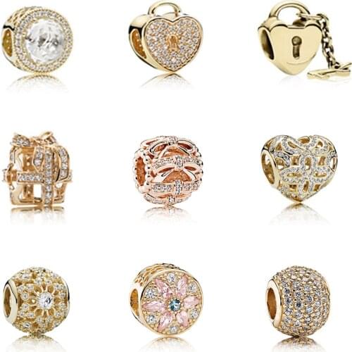 CHAMSS New Personality Charm Fashion Pearl Gold Beads Heart-shaped Lock DAY Strings Original Jewelry Luxury Gift