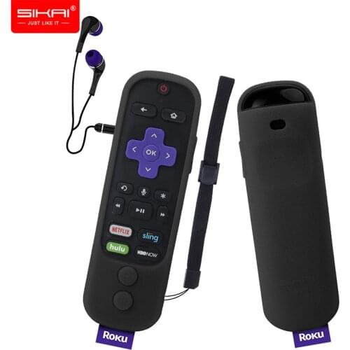 For Roku Ultra Remote Control Case SIKAI Silicone Protective Cover Power Button Shockproof Anti-Slip Anti-Lost with Hand Strap