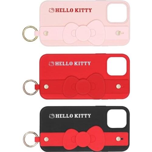 Hello Kitty Wristband Mobile Phone Case Bowknot Protective Cover for Iphone12/mini/pro/pro Max Hello Kitty Anti-Fall Cover