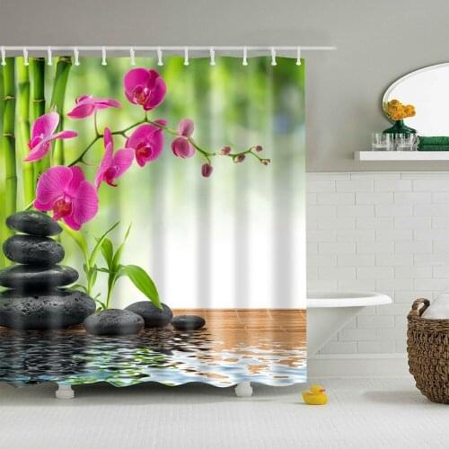 Dafield Nature Bamboo Shower Curtain Spring Forest Tree Bridge Decor Bath Fabric Polyester With Hooks