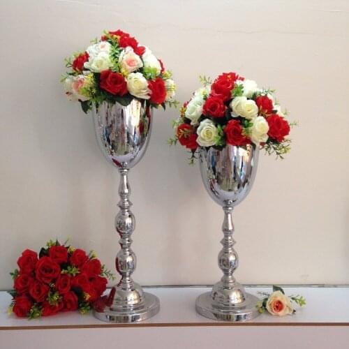 Hot style 53cm /20.8" Silver wedding flower vase wedding table centerpiece table vase wedding decoration supply 10 pcs