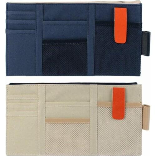 Storage Case Pen Bill Space Saving Visor Organizer Note Car Document Auto Interior Zipper Grid Mobile Phone Decoration