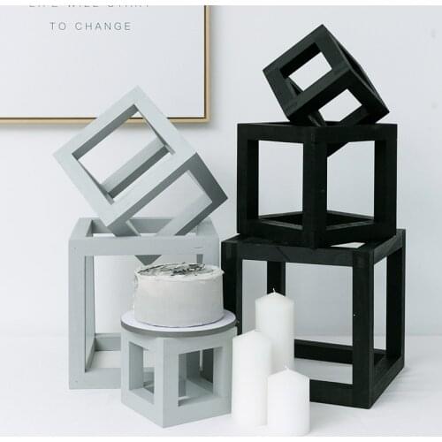 SWEETGO Square wood rack cake table decoration dessert home wood frame dinner party supplier Background tools props