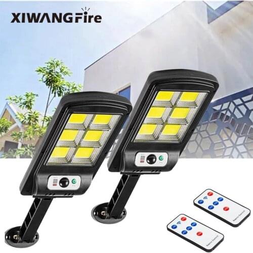 LED COB Solar Light Waterproof HumanBody Induction Smart Remote Control Light Outdoor Street Light Garden Sensor Solar Light