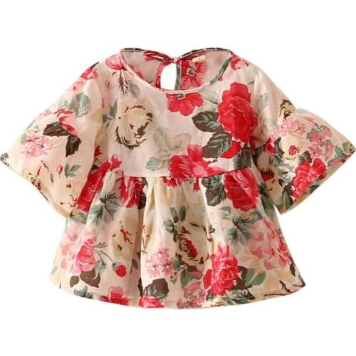 Summer Baby Clothing Girls Blouse Toddler Girls Floral Shirt Short Sleeve Tops Cute Girls Clothes Blouse
