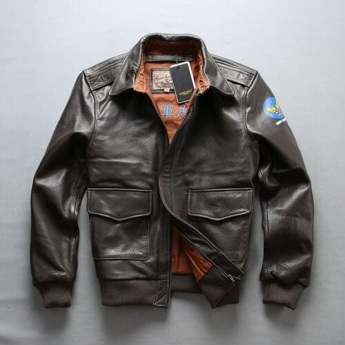 FLY air force Flight Jackets Motorcycle Genuine Men cow Leather coat Fur Bomber Jacket