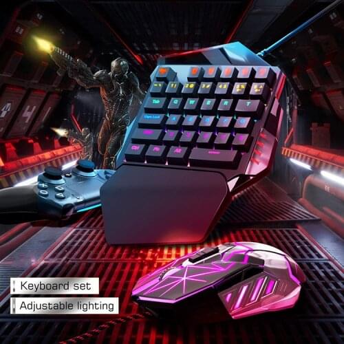 One-Handed Mechanical Gaming Keyboard RGB Backlit Portable Mini Gaming Keypad Game Controller for PC PS4 Xbox Gamer