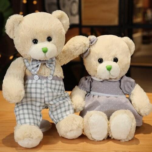 35cm Cute Cartoon Couples Lover Teddy Bear Plush Toys Stuffed Animals Pillow Dolls For Kids Girls Birthday Gifts