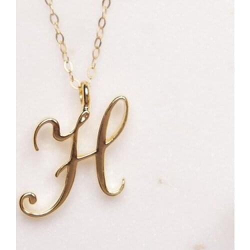 Fashion A-Z Initial Letter Necklace For Women Girls Stainless Steel Gold Chain Old English Font Necklace Pendent Jewelry Femme