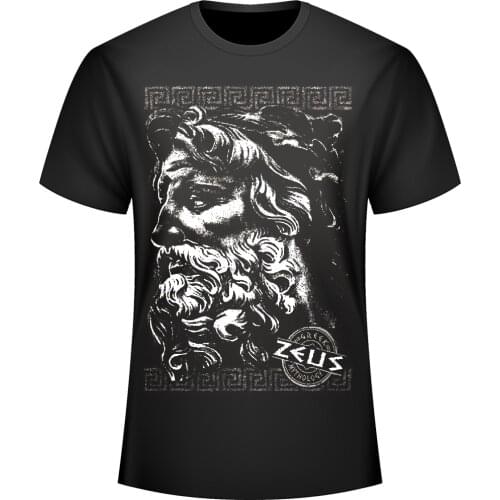 Ancient Greek King of The Gods Zeus Portrait Statue Printed Mens T-Shirt. Summer Cotton Short Sleeve O-Neck Unisex T Shirt New