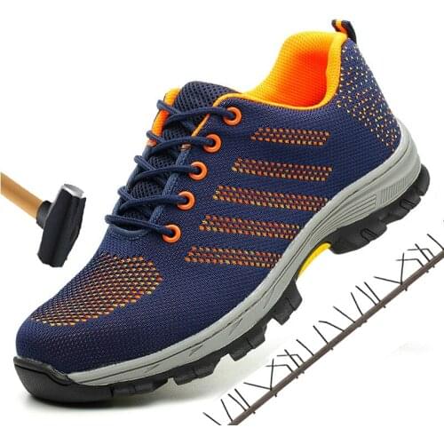 New Men Steel Toe Boots Work Safety Plus Size Outdoor Tennis Breathable Protective Puncture-proof Safety Shoes For Men sneakers