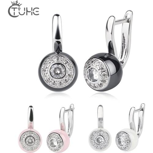 3PCS/Set Cute Ceramic Earrings Set Element Stud Earrings Elegant Smooth Ceramic Round Ear Jewelry For Women Fashion Lovely Gift