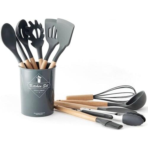 JANKNG Silicone Cooking Utensils Set Kitchenware Kitchen Heat Resistant Non-Stick Cooking Utensils Baking Tools with Storage Box