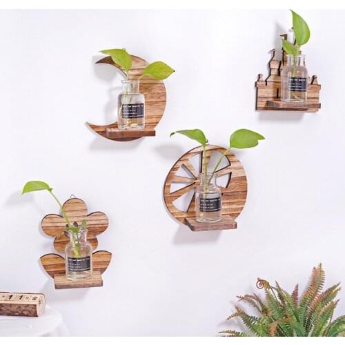 Wall-mounted Hydroponic Flower Green Transparent Vase Decoracion Hogar Moderno Simple Home Decor Vases