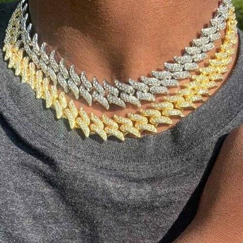 Curb Miami Thorns Cuban Link Choker Necklace Women Men Chain Iced Out Rhinestone New Hip Hop Bling Cz Rapper Necklaces Aestheitc