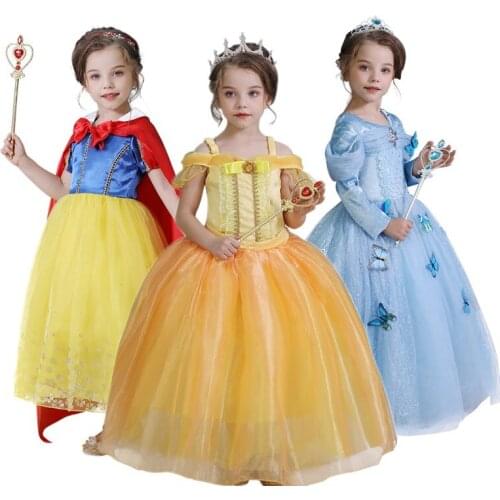 Girls Princess Dress For Kids Halloween Party Cosplay Frocks Children Princess Roleplay Dress Up Children Carnival Costume