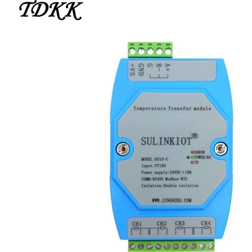RS15-C 4-channel PT100 Thermal Resistance to RS485 Communication Transmitter Temperature Acquisition Module Photoelectric Isolat