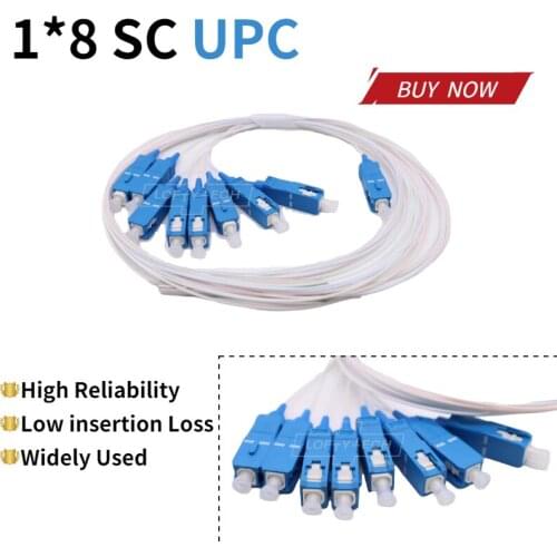 SC/UPC Fiber Optical PLC Splitter SC 1 X 8 Mini Steel Tube Type 1x8 0.9mm Fiber Opitc Splitter Micro-Enclosed Splitter