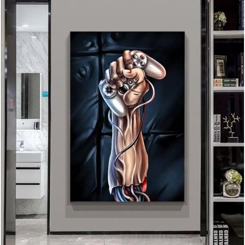 Modern Handle Abstract Game Console Hand Wall Art Canvas Painting Prints and Pictures Poster for Living Room Home Decoration