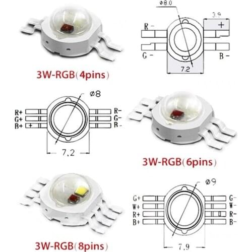 LED 1W 3W RGB RGBW10PCS High Power Chip Lamps 4pin 6pin 8ping Molding LED Stage Colorful Light Source Beads For Blubs