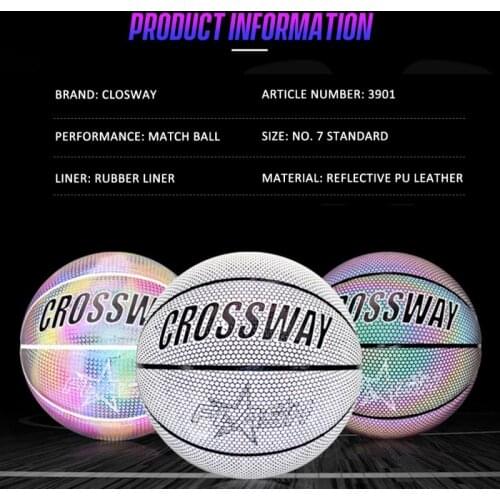 Reflective Basketball Ball Wear-Resistant Luminous Night Light Ball Basketball Glowing Basketball Ball With Street Basketball