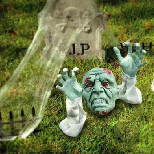 Halloween decoration green skull set terror garden lawn decoration scene decoration props statue