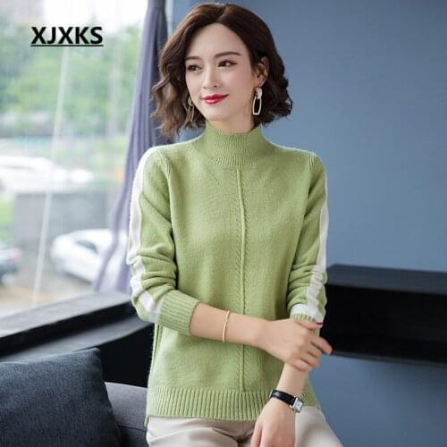 XJXKS 2021 autumn winter new comfortable casual women cashmere sweater high elastic knitted women turtleneck sweater pullover