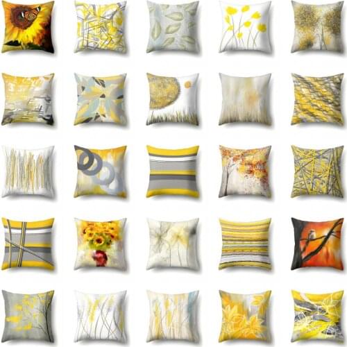 Yellow Pillow Case Oil Painting Design Pillowcase Waist Cushion Cover Geometric Abstraction Throw Pillows Home Decor Car Seat 45