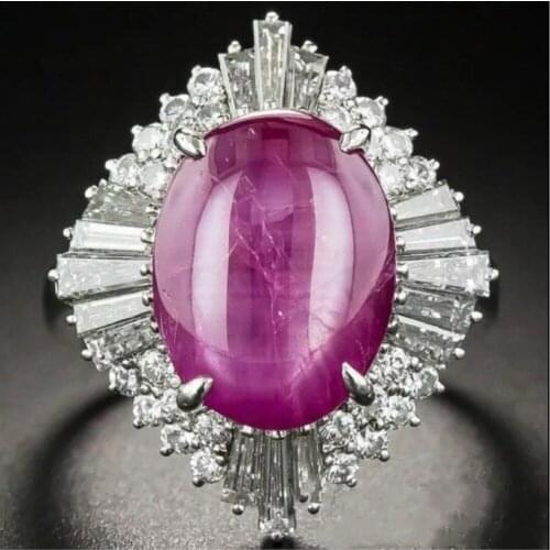 WYJZY Inlaid rose red stone ladies ring micro-set high quality zircon fine jewelry to attend the banquet exaggerated jewelry