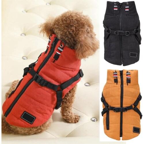 Winter Pet Dog Clothes Warm Harness Jacket Coat Thickening Warm Puppy Dog Clothes For Chihuahua French Bulldog