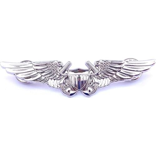 US AIR FORCE AVIATION OFFICER PILOT WINGS BADGE INSIGNIA PIN SILVER
