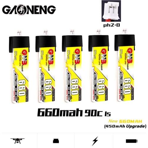 1-10Pcs Gaoneng Gnb HV Lipo Battery 3.8V 660mAh 1S 90C/180C 4.35V With PH2.0 Plug For Emax Tinyhawk King Kong Ldarc TINY7 Drone