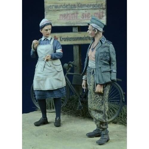 1/35 Resin Figures Model Kits WWII German Wounded and Nurse 2 figure Unassambled Unpainted