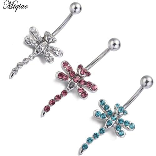 Miqiao 1 Pcs Dragonfly Pendant Belly Button Nail Belly Button Ring Hot Selling Popular Piercing Jewelry In Europe and America