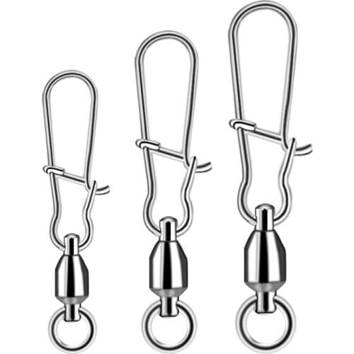 10PCS Pike Fishing Accessories Connector Pin Bearing Rolling Swivel Stainless Steel Snap Fishhook Lure Swivels Tackle