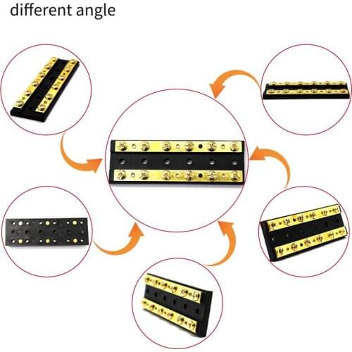 2pcs Dual Brass Bus Bar with 12 Terminals DC 32V 60A Positive and Negative Bus Bar