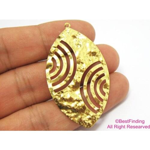 20pcs Brass pendant 49x28.5mm Hammered raw brass eye charms R408