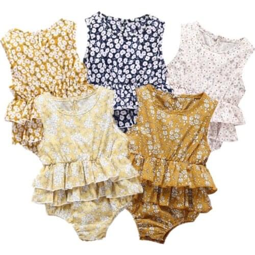 2019 European and American summer new girls bodysuit childrens clothing childrens jumpsuit ,floral clothing ,Crawling clothes