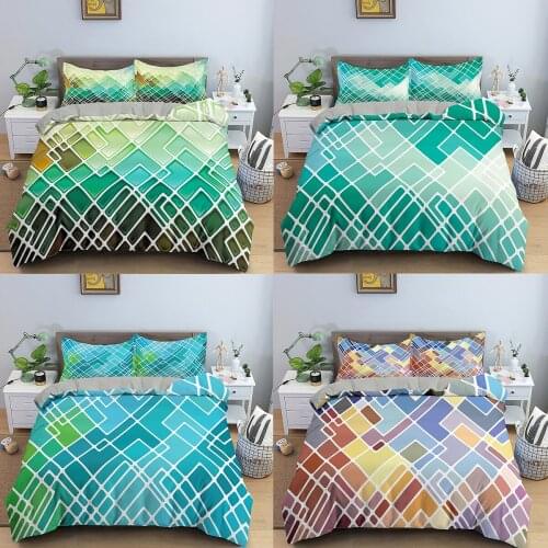3D Geometric Pattern 2/3pcs Bedding Sets Soft Adult Duvet Quilt Cover Pillowcase Set Quality King/Queen Size Single Double