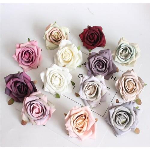 5pcs Artificial Roses White Silk Fake Roses Flower Faux Heads High Quality DIY Wedding Home Decoration Scrapbook Accessories