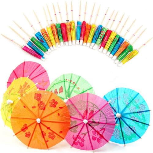 50/144/150 Pcs Mini Cake Umbrella Party Decoration Umbrella Shaped Pegwood Cocktail Accessories Color Random