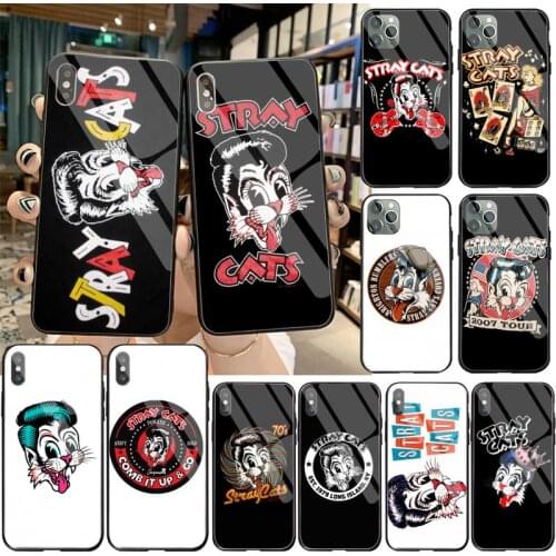 Stray Cats Rockabilly Slim Soft Silicone TPU Phone Cover Tempered Glass For iPhone 11 Pro XR XS MAX 8 X 7 6S 6 Plus SE 2020 case