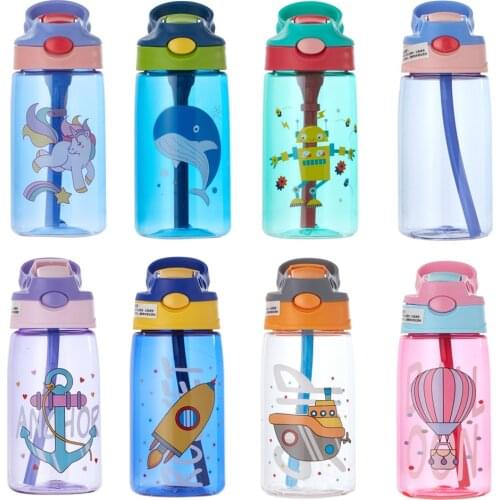 480ML Kids Water Cup Creative Cartoon Baby Feeding Cups With Straws Leakproof Water Bottles Outdoor Portable Childrens Cups