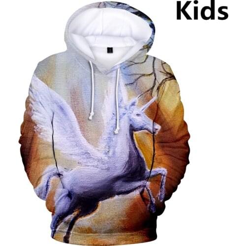 3 To 14 Years Kids Hoodies Unicorn 3d Printed Hoodie Sweatshirt boys girls Harajuku Long Sleeve Jacket Coat children Clothes