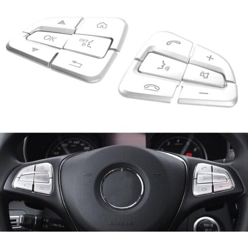 For Mercedes Benz A B C GLC CLA CLS GLE GLS GLK Class Car ABS Chrome Steering Wheel Button Covers Trim