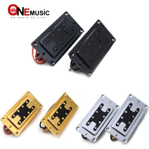 Mini Style Two Line 8 Hole Electric Bass Humbucker Pickup Neck/Bridge Pickup Black Gold Chrome