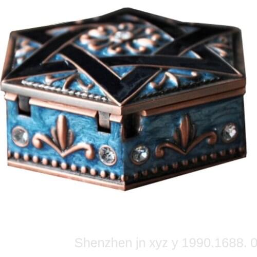 Europe retro six-pointed star Princess jewelry storage box mini portabl girl makeup organizer creative hand painted wedding gift