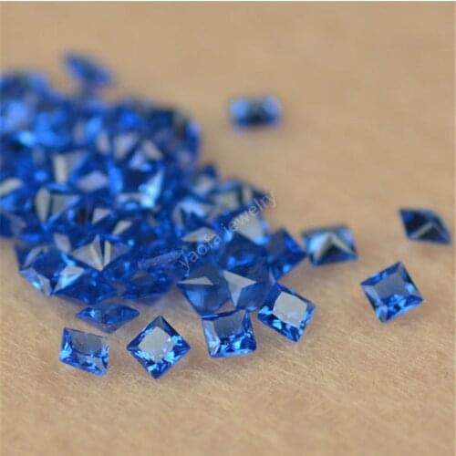 Hot sale 1.5x1.5~12x12mm 113# Dark Blue Synthetic Sapphir-e Square Shape Cut Lab Grown Loose Spinel Blue Gems Stone For Jewelry