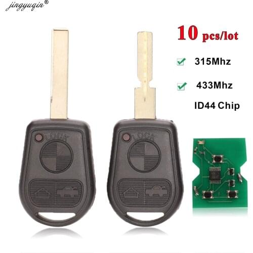 Jingyuqin 10pcs 3BTN Remote Key Replacement For BMW E31 E32 E34 E36 E38 E39 E46 Z3 HU58 Blade 315/433 Mhz With ID44 PCF7935 Chip